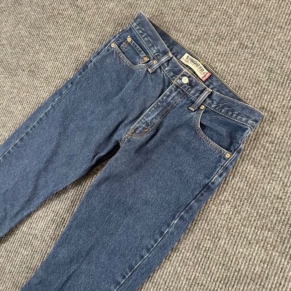 Levi's 505 Mens 34x31.5 Straight Fit Jeans Dark Wash Blue Denim Y2K Grunge - Picture 1 of 7